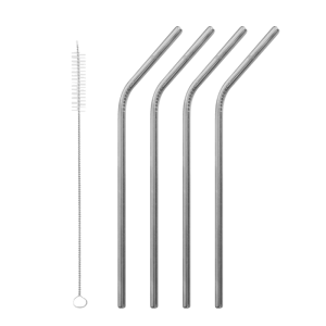 4 PAILLES INOX COURBEES + GOUPILLON